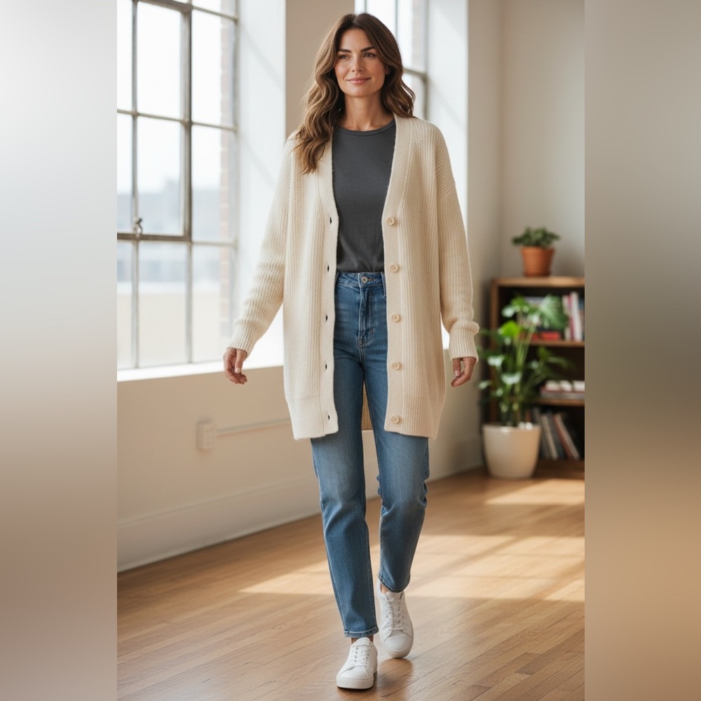 CAbi Cardigan Cream Book Club Size L
